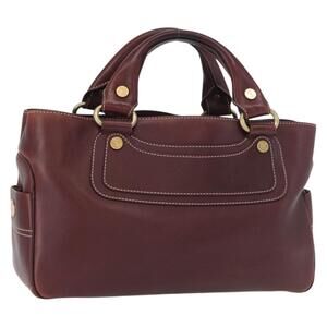 CELINE Boogie bag Hand Bag Leather Brown Silver Auth ep12584